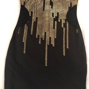 Mini Strapless Black/Gold Sequin Dress